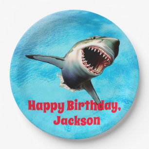 Scary Great White Shark Leaping Paper Plates