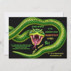 Scary Green Snake Halloween Creepy Party  Invitation