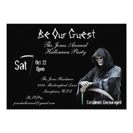 Scary Grim Reaper Death Halloween Party Invitation | Zazzle.com