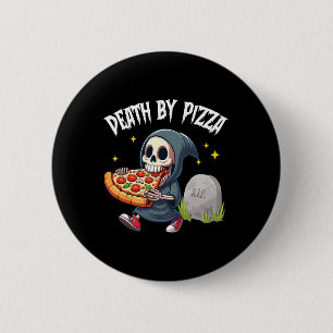 Scary Grim Reaper Eating Pizza Death By Pizza Vale Button