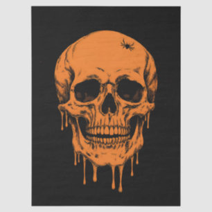 Scary Grinning Skull with a Spider Crawling on Top Tissue Paper