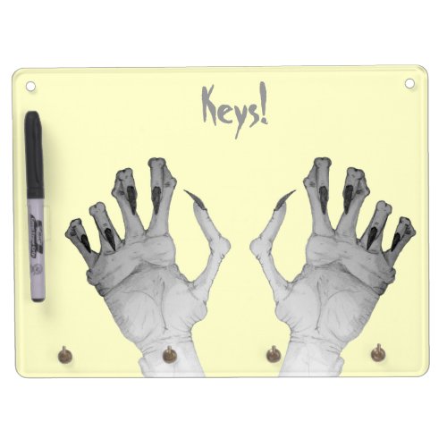 Scary gruesome gnarled monster hand fun dry erase board with keychain holder