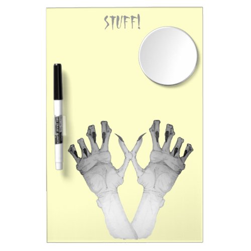 Scary gruesome monster gnarled hand dry erase board with mirror