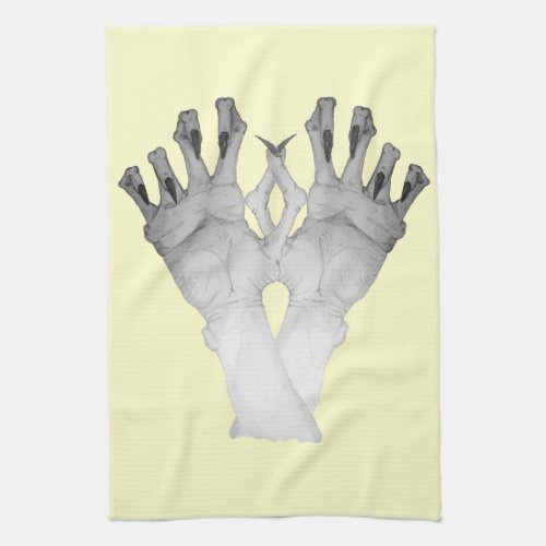 Scary gruesome monster gnarled hand kitchen towel