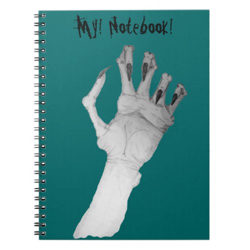 Scary gruesome monster gnarled hand notebook