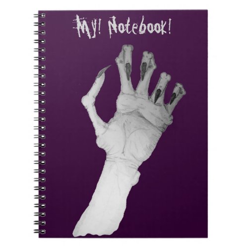 Scary gruesome monster gnarled hand notebook