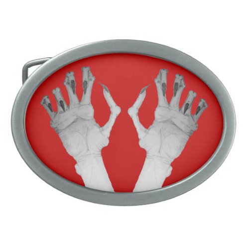 Scary gruesome monster hand with long nails art belt buckle