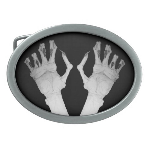 Scary gruesome monster hand with long nails art belt buckle