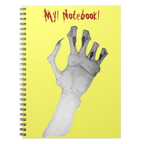 Scary gruesome monster hand with long nails art notebook