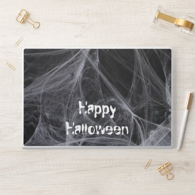 Scary Halloween background with White Spider Web HP Laptop Skin (Desk)