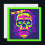 Scary Halloween Birthday Invite For Kids<br><div class="desc">Scary Halloween Birthday Invite For Kids featuring bright dayglo colors and zombie face design. A bright and bold design sure to stand out. Fully customizable text for all your party specifics.</div>