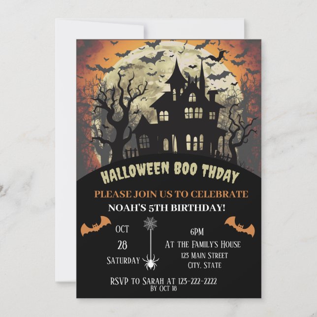 Scary Halloween Birthday Party  Invitation (Front)
