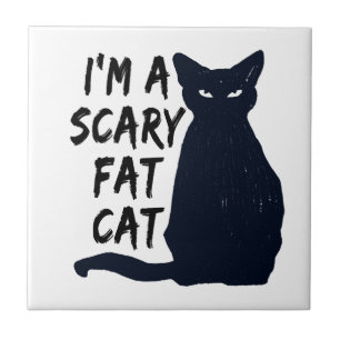 Scary Halloween Black Cat Design graphic Ceramic Tile
