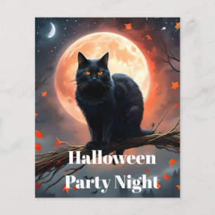 Scary Halloween Black Cat Moonlight, Flyer