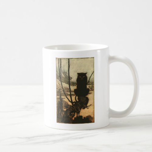 Scary Halloween Black Cat Vintage Rackham Coffee Mug