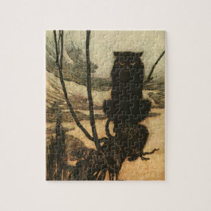 Scary Halloween Black Cat Vintage Rackham Jigsaw Puzzle