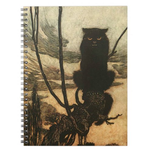 Scary Halloween Black Cat Vintage Rackham Notebook
