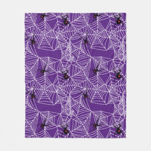 Scary Halloween Black Widow Spider Web Pattern Fleece Blanket
