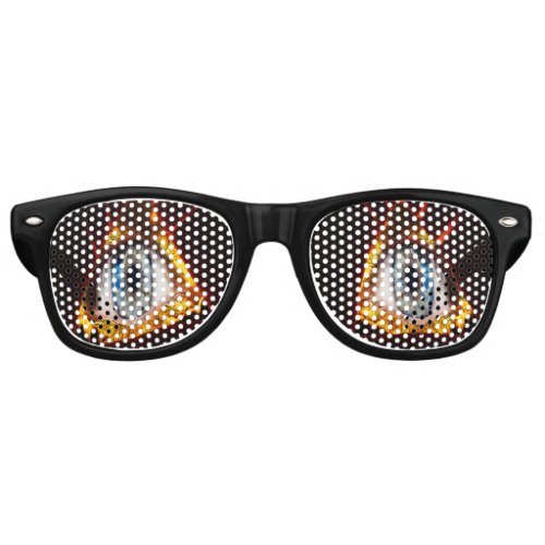 Scary Halloween blue eyes with fiery orange Retro Sunglasses