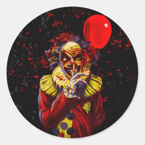 Scary Halloween Clown Costume Party Classic Round Sticker