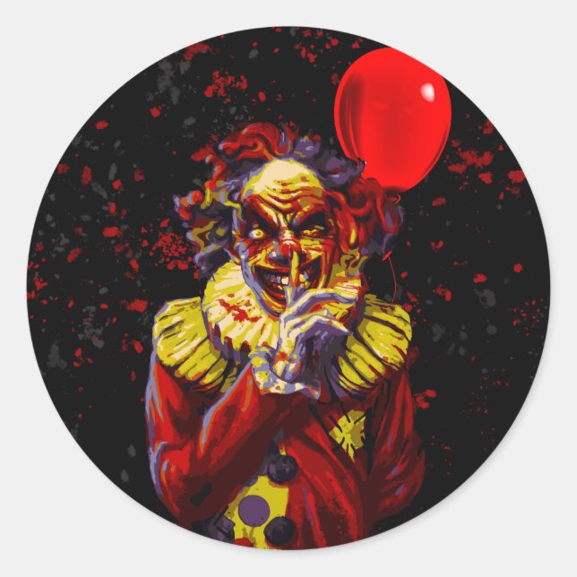 Scary Halloween Clown Costume Party Classic Round Sticker (Front)