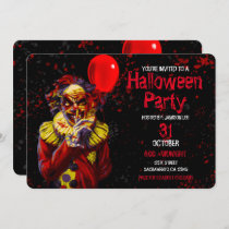 Scary Halloween Clown Costume Party Invitation