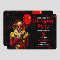 Scary Halloween Clown Costume Party Invitation