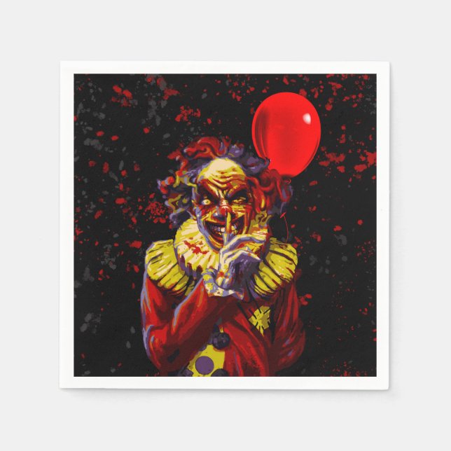 Scary Halloween Clown Costume Party Napkins (Front)
