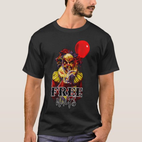 Scary Halloween Clown FREE HUGS Costume Party T_Shirt