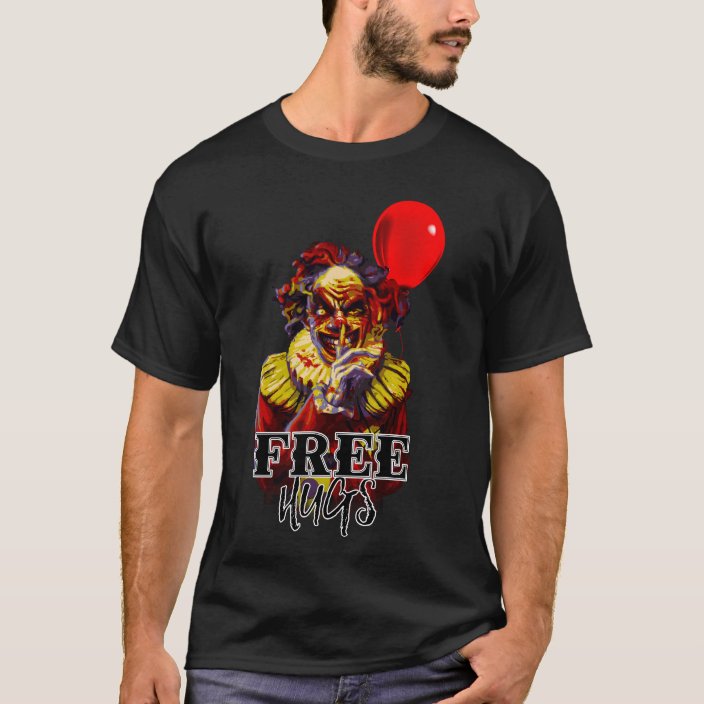 Scary Halloween Clown Free Hugs Costume Party T Shirt Zazzle Com