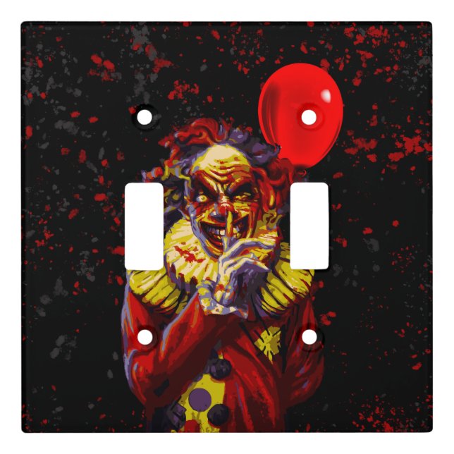 Scary Halloween Clown Horror Movie Light Switch Cover (Front)