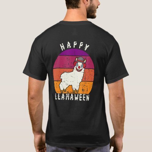 Scary Halloween Clown Llama Pun Happy Llamaween T_Shirt