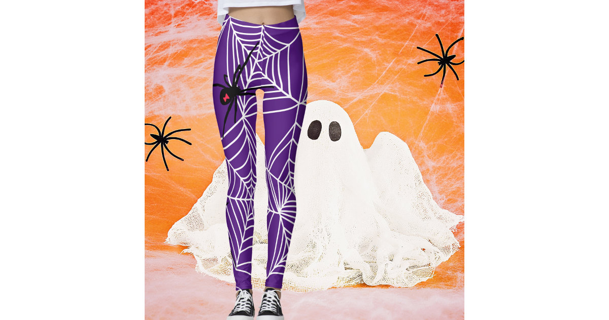 Scary Halloween Costume Black Widow Spider Web Leggings