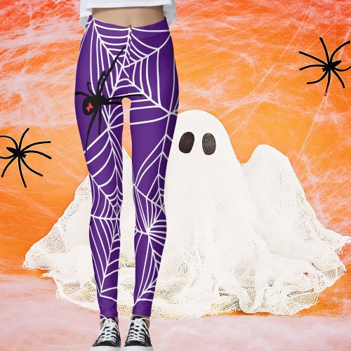 Scary Halloween Costume Black Widow Spider Web Leggings