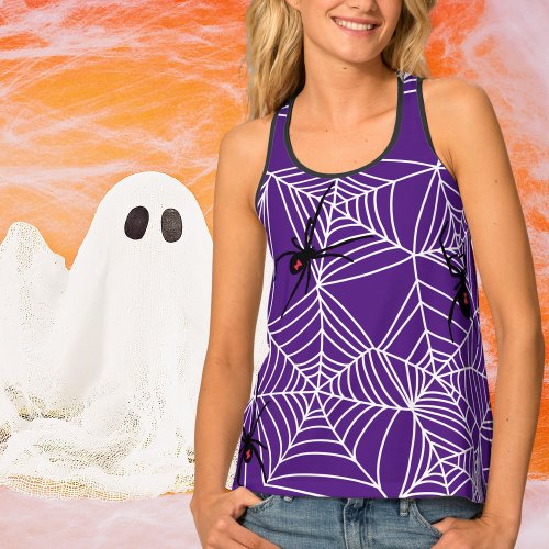 Scary Halloween Costume Black Widow Spider Web Tank Top