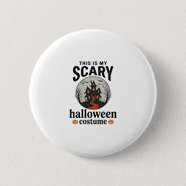 Scary Halloween Costume Haunted House Vector Desig Button (Front)