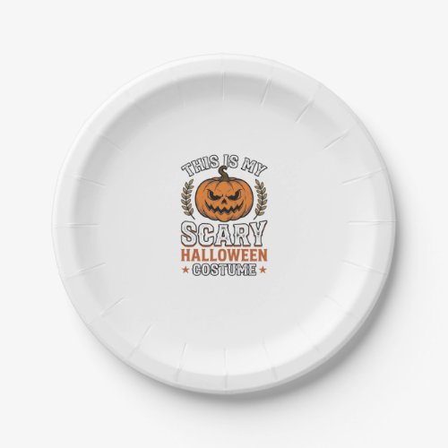 Scary Halloween Costume Pumpkin Vintage Vector Des Paper Plates