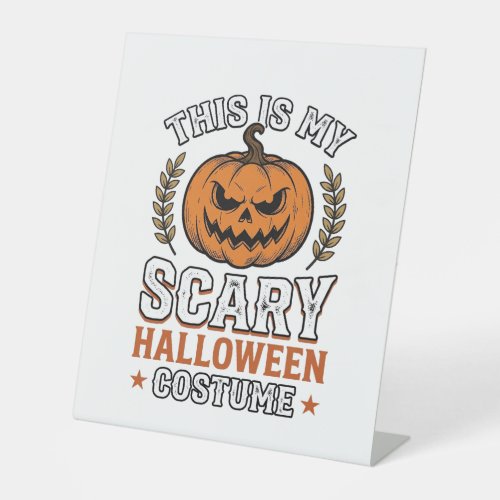 Scary Halloween Costume Pumpkin Vintage Vector Des Pedestal Sign