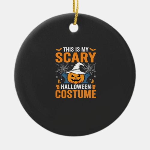 Scary Halloween Costume Pumpkin Witch Design Ceramic Ornament