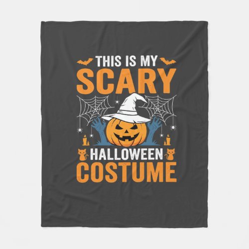Scary Halloween Costume Pumpkin Witch Design Fleece Blanket