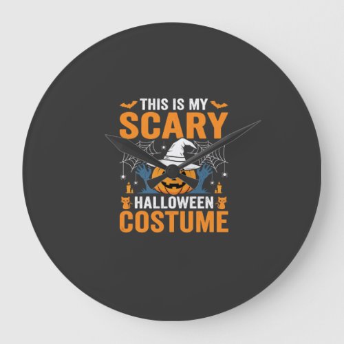 Scary Halloween Costume Pumpkin Witch Design Large Clock