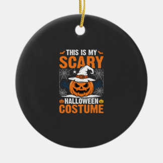 Scary Halloween Costume Pumpkin Witch Hat Design_1 Ceramic Ornament