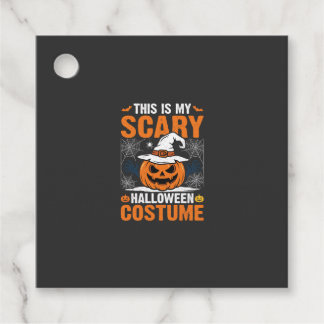 Scary Halloween Costume Pumpkin Witch Hat Design_1 Favor Tags