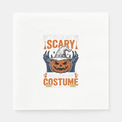 Scary Halloween Costume Pumpkin Witch Hat Shirt_1 Napkins