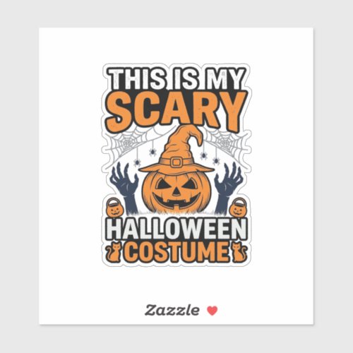 Scary Halloween Costume Pumpkin Witch Hat Shirt_1 Sticker