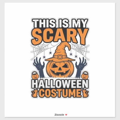 Scary Halloween Costume Pumpkin Witch Hat Shirt_1 Sticker