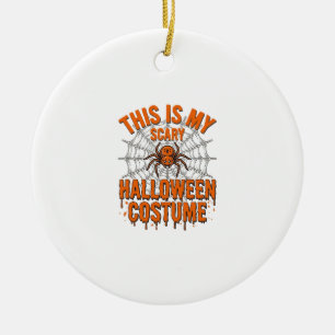 Scary Halloween Costume Spider Web Vintage Design_ Ceramic Ornament