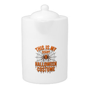 Scary Halloween Costume Spider Web Vintage Design_ Teapot
