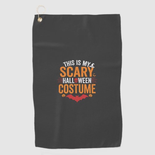 Scary Halloween Costume Typography Bat Design Golf Towel