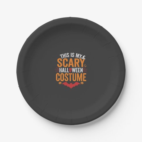 Scary Halloween Costume Typography Bat Design Paper Plates